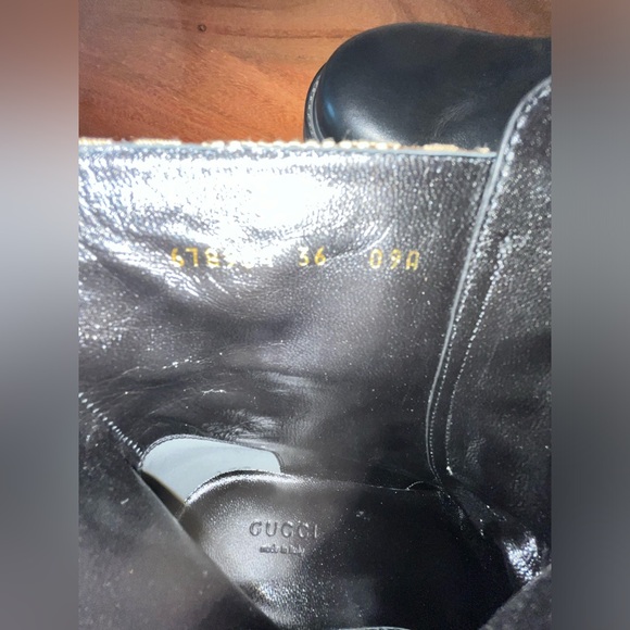 Gucci Logo EU 36 Print Canvas & Leather Combat Boots Booties - Picture 9 of 16